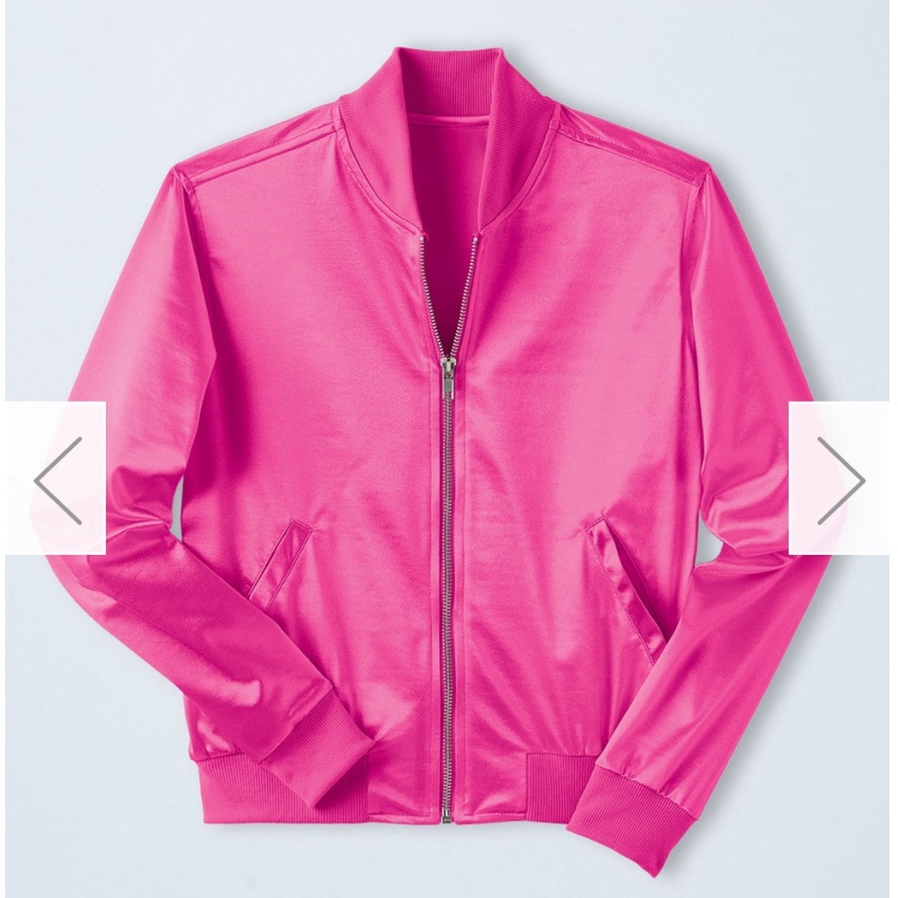 Weissman Pink Bomber Jacket Dance Top Large Child Zip Front Performance - Picture 3 of 7